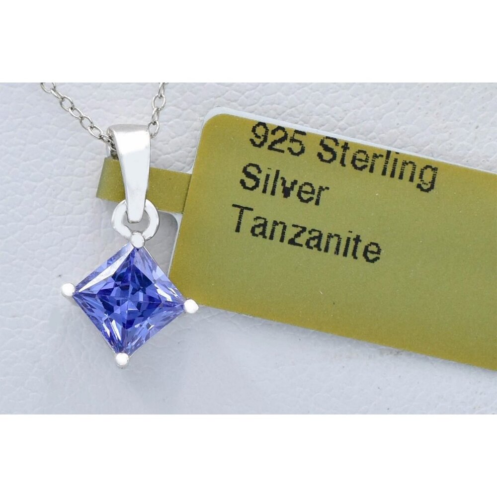 Created 0.75 Cts AAA Tanzanite Pendant Necklace .925 Sterling Silver